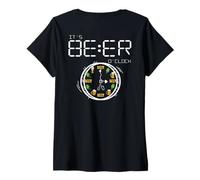 Womens It's Always Beer O'clock Beer Time ART ON BACK V-Neck T-Shirt