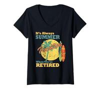 Women's Its Always Summer Vacation When Youre Retired Beach V-Neck T-Shirt