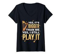 Womens It's Bigger Than Harping Harp Instrument Harpist Music Harp V-Neck T-Shirt