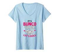 Womens It's Bunco Night Let's Roll Dice Party Squad V-Neck T-Shirt