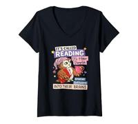 Women's It's Called Reading Owl Design for Book Lovers V-Neck T-Shirt