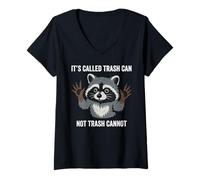 Womens It's Called Trash Can Not Trash Cannot Funny Raccoon V-Neck T-Shirt