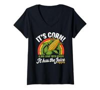 Women's It's Corn A Big Lump with Knobs It Has The Juice V-Neck T-Shirt