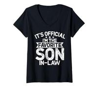 Womens It's Finally Official I'm The Favorite Son In Law Child V-Neck T-Shirt