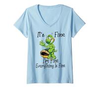 Womens It's fine I'm fine Everything is oky Funny Turtle Great Gift V-Neck T-Shirt