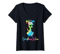 Women's its fine im fine Everythings fine Dog mom dad Lovers tie dye V-Neck T-Shirt