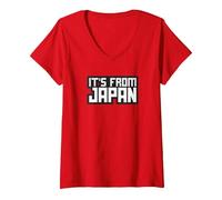 Women's It's from Japan - Be More Chill Musical - Squip Song V-Neck T-Shirt, Red, Large
