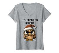 Womens It's Gonna Be A Hoot Grumpy Owl Christmas V-Neck T-Shirt