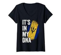 Womens ITS IN MY DNA Barbados Flag Barbadian Roots Pride Genetic V-Neck T-Shirt