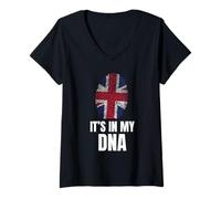 Womens It's in My DNA British United Kingdom Heritage V-Neck T-Shirt