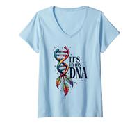 Women's It's in My DNA Indigenous Native American Indian Day Pride V-Neck T-Shirt