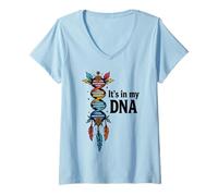 Women's It's in My DNA Indigenous Native American Indian Day Pride V-Neck T-Shirt