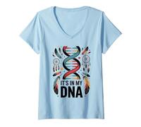 Womens It's in My DNA Indigenous Native American Indian Day Pride V-Neck T-Shirt