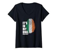Women's Its in My DNA Irish Roots Ireland Flag Design V-Neck T-Shirt