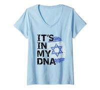 Womens IT'S IN MY DNA Israeli Israel Flag National Pride Israel V-Neck T-Shirt