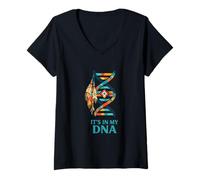 Women's It's in My DNA Native American Indian Indigenous Day Pride V-Neck T-Shirt
