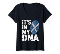Women's Its in My DNA Scotland Flag Rugby Fan Scottish Heritage V-Neck T-Shirt