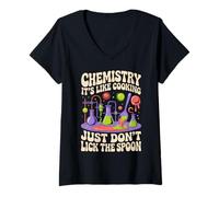 Womens It's Like Cooking Chemistry Lab Technician Lab Scientist V-Neck T-Shirt