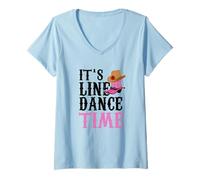 Womens It's Line Dance Time Cute Line Dancing V-Neck T-Shirt