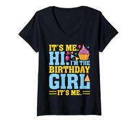 Womens It's Me Hi I'm The Birthday Girl Its Me Birthday Party Cake V-Neck T-Shirt