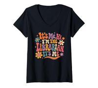 Women's It's Me Hi I'm The Librarian Library Book Lover Reading Read V-Neck T-Shirt