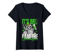 Women's It's Me I Am The Shenanigans Racoon St Patrick's Day V-Neck T-Shirt