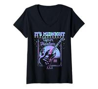 Womens IT'S MIDNIGHT UP IN HARLEM V-Neck T-Shirt