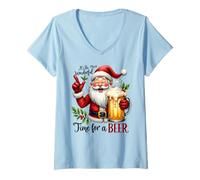 Womens It's Most Wonderful Time for A Beer Drinking Merry Christmas V-Neck T-Shirt