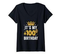 Womens It's My 100Th Birthday Idea for 100 Years Old Man and Woman V-Neck T-Shirt