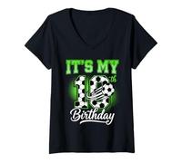 Women's Its My 10th Birthday Soccer Ball Ten Years Old Sport V-Neck T-Shirt