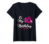 Womens It's My 10th Birthday Ten Years Old Girl V-Neck T-Shirt