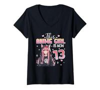Womens It's My 13th Birthday 13 Year Old Kawaii Anime Gifts Girls V-Neck T-Shirt