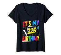Women's It's My 225th Birthday Mathematics Math Lover 15th Birthday V-Neck T-Shirt