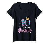 Womens Its My 40th Birthday Queen 40 Years Old Gifts Women 40 Bday V-Neck T-Shirt