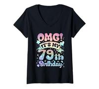 Womens Its My 50th Birthday 79 Years Old Birthday Gifts for Women V-Neck T-Shirt