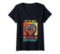 Women's It's My 53rd Birthday Vintage African Woman 53 Years Old V-Neck T-Shirt