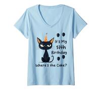Women's It's My 57th Birthday Funny 57 Years Old Cat Lover Sarcastic V-Neck T-Shirt