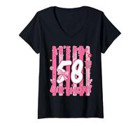 Women's It's My 58th Birthday Girl Coquette Bow 58 Year Old V-Neck T-Shirt