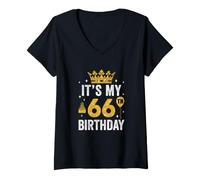 Women's It's My 66Th Birthday Idea for 66 Years Old Man and Woman V-Neck T-Shirt