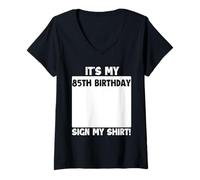 Women's It's My 85th Birthday Sign My 85 Bday Party V-Neck T-Shirt