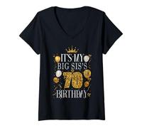 Womens It's My BIG SIS's 70th Birthday Happy Birthday 70 Years Old V-Neck T-Shirt