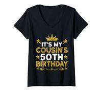Womens It's My Cousin's 50th Birthday Happy Birthday 50 Years Old V-Neck T-Shirt