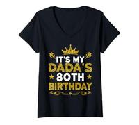 Womens It's My Dada's 80th Birthday Happy Birthday 80 Years Old V-Neck T-Shirt