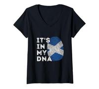 Womens It's My DNA Scotland Flag Pride Country Scottish Proud Roots V-Neck T-Shirt