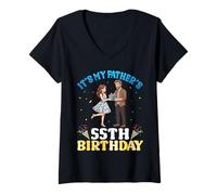 Women's It's My Father's 55th Birthday Daughter to Dad 55 Years Old V-Neck T-Shirt
