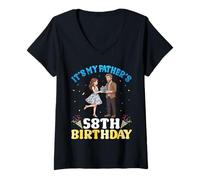 Women's It's My Father's 58th Birthday Daughter to Dad 58 Years Old V-Neck T-Shirt