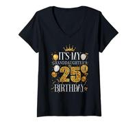 Womens It's My Granddaughter's 25th Birthday Happy 25 Years Old V-Neck T-Shirt