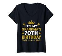 Womens It's My Grandma's 70th Birthday Happy Birthday 70 Years Old V-Neck T-Shirt