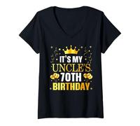 Womens It's My Uncle's 70th Birthday Happy Birthday 70 Years Old V-Neck T-Shirt