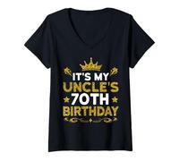 Womens It's My Uncle's 70th Birthday Happy Birthday 70 Years Old V-Neck T-Shirt
